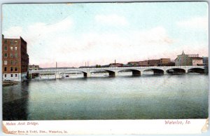 x13 LOT c1910s Waterloo, IA Melan Arch Bridge Downtown 4th St Postcard Dupe A184