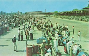 Indianapolis IN 500 Mile Speedway Race Cars Last Minute-Check-Up Postcard