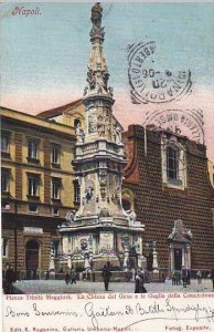 Italy Napoli Naples Piazza Trinita Maggiora La Chiesa del Gesu e la Guglia de...