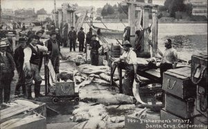 Santa Cruz CA Fishermen's Wahrf c1915 Postcard