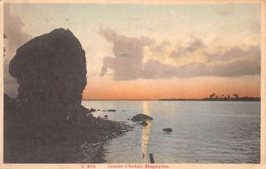Changi Singapore Sunset Ocean Scenic View Vintage Postcard AA110955