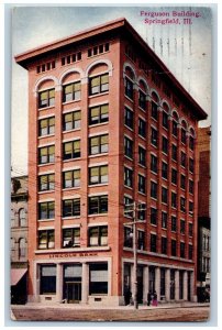 Springfield Illinois IL Postcard Ferguson Building Exterior Roadside Scene 1914