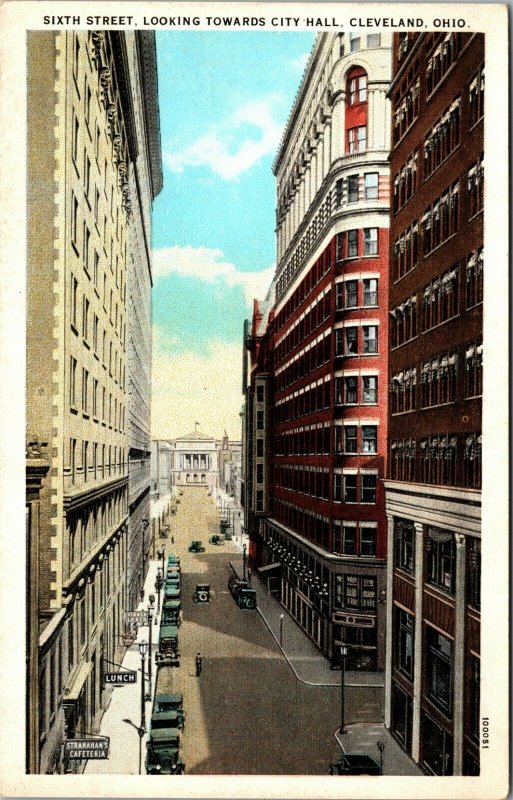 Cleveland Ohio 1940s Postcard East Sixth Street with Hollenden Hotel vintage