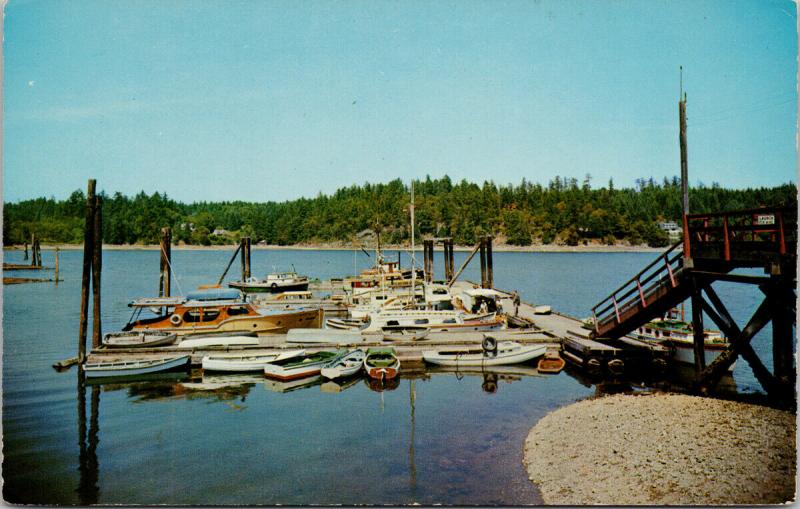 Ganges Salt Spring Island BC Vancouver Island Harbour Boats Vintage Postcard D79