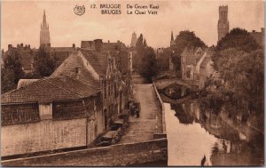 Belgium Brugge De Groen Kaai Bruges Vintage Postcard C048