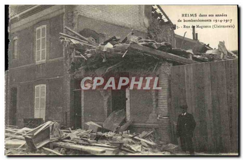 Old Postcard Reims In his years of Shelling Street Magneux Clairmarais