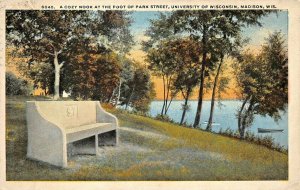 MADISON WISCONSIN~A COZY NOOK-FOOT OF PARK STREET-UNIVERSITY~1916 POSTCARD