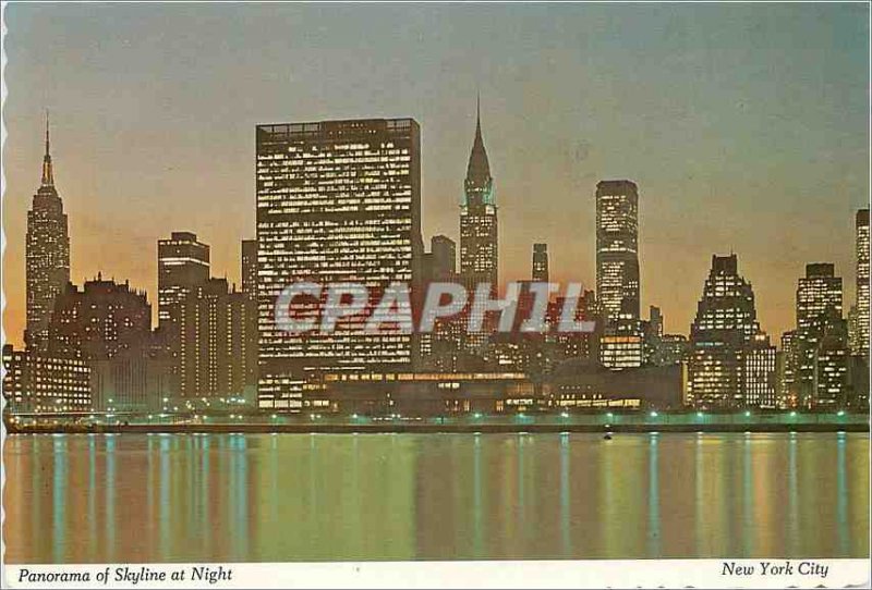 Modern Postcard Panorama of New York City at Night Dkyline