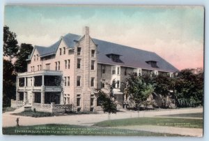 Bloomington Indiana IN Postcard Girls Dormitory Indiana University Building 1910