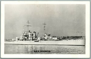 MILITARY SHIP USS WICHITA VINTAGE REAL PHOTO POSTCARD RPPC