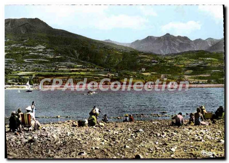 Postcard Old Embrun Hautes Alpes Le Plan d'Eau and the Beach