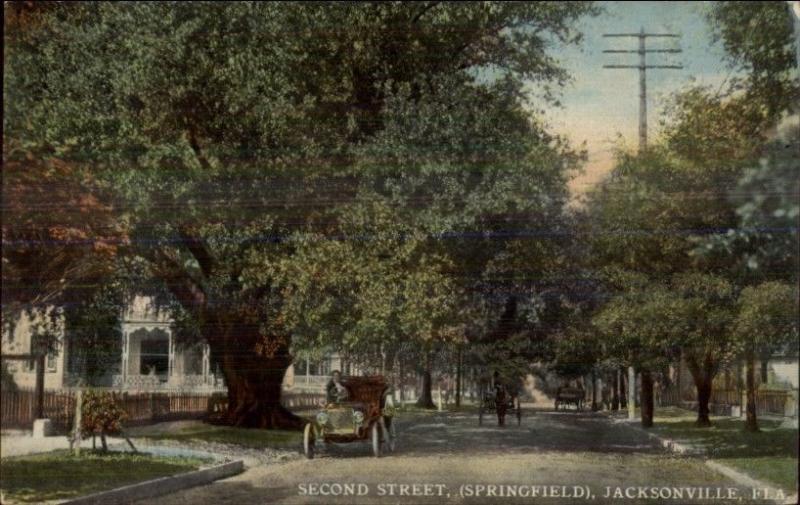 Jacksonville FL Second Street Springfield c1910 Postcard