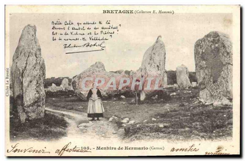 Old Postcard Dolmen Menhir Carnac Menhirs Kermario Botrel