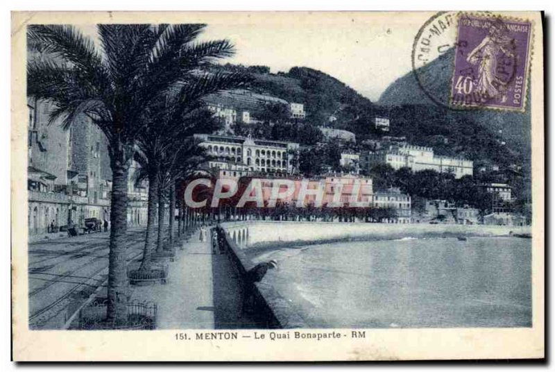 Old Postcard Menton Le Quai Bonaparte