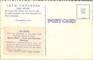 Linen Postcard Jay's Cottages in 1313 Idaho Street in Elko, Nevada