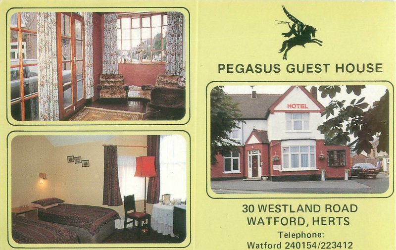 Pegasus Guest House 30 Westland Rd Watford Herts UK 3 Views Advertising Postcard