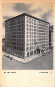 c.'45, Huckins Hotel, Old Cars, Oklahoma City, OK, Message, Old Post Card