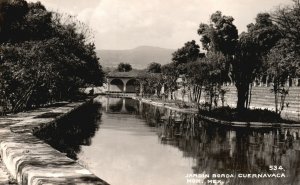 Cartão postal antigo 1900 Garden Jardin Borda Cuernavaca Morelos México MX RPPC-