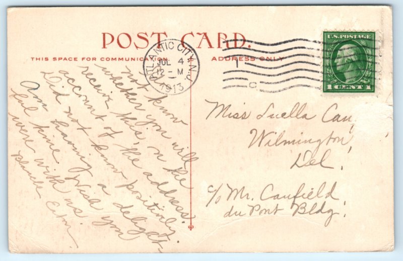 Atlantic City NJ Automobile Sand Artist Postcard