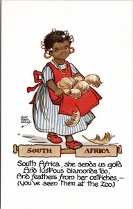 Artist HGC Marsh Lambert SOUTH AFRICA Girl with Basket of Feathers Postcard W15