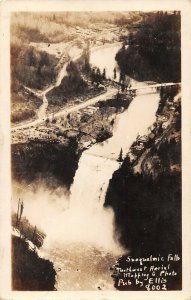 LPS48 Snoqualmie Washington Falls Aerial View Postcard RPPC