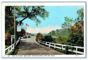 1934 Way Up Along West End Provincetown Red Inn Cars Cape Cod MA Posted Postcard