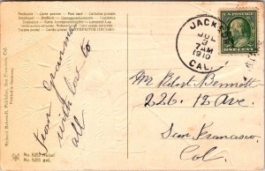 July 4 Boy With Flag Lights Fireworks Fire Crackers Embossed c1910 Postcard T71