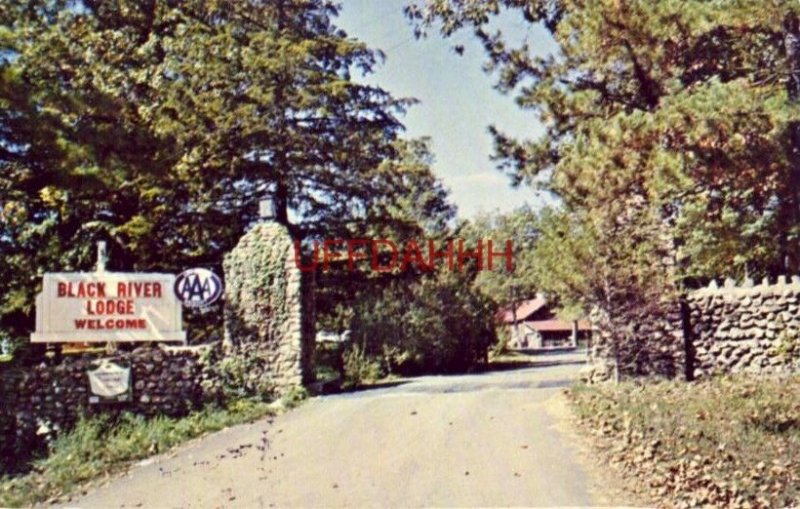 ENTRANCE TO BLACK RIVER LODGE, LESTERVILLE, MO. in the famous Ozarks 1968