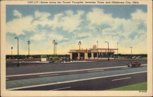 Oklahome City Oklahoma OK Turner Turnpoke Gas Station Linen Vintage PC