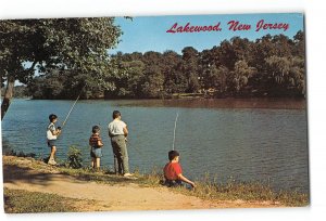 Lakewood New Jersey NJ Vintage Postcard Fishing