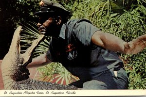 Florida St Augustine Veteran Guide Chris Lightburn With Alligator At St Augus...