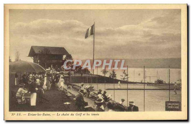 Old Postcard Evian les Bains golf cottage and tennis