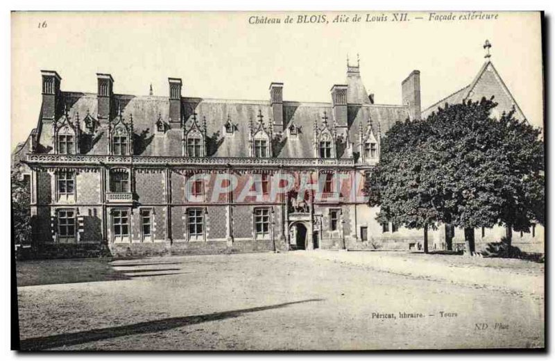 Old Postcard Chateau De Blois From Louis XII Wing external Facade