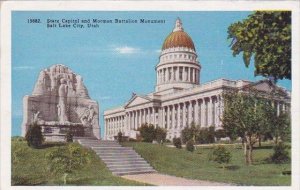 Utah Salt Lake City State Capitol And Mormon Battalion Monument 1943