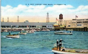 1930s US Navy Landing Long Beach California Postcard