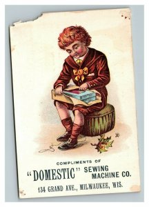 Vintage 1880's Victorian Trade Card Domestic Sewing Machine Co. Milwaukee WI
