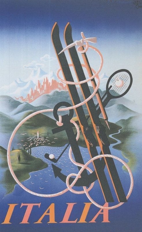 AM Cassandre Golf Italian 1936 Rare Painting Poster Postcard