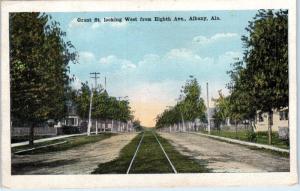 ALBANY, AL Alabama   GRANT  STREET SCENE  Railroad Tracks  1920     Postcard