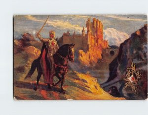 Postcard Knight Horse Castle Landscape Scenery Painting/Art Print