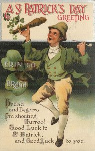 BB London St. Patrick's Day Postcard E.266 Bedad and Begorra Erin Go Bragh