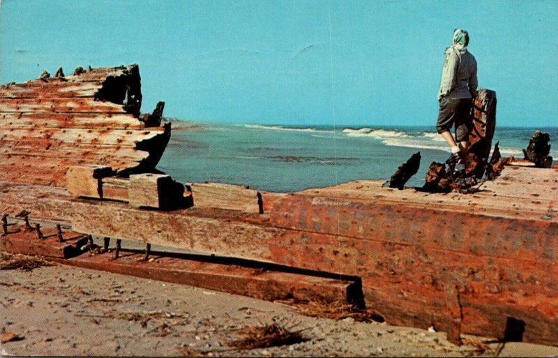 North Carolina Outer Banks Remains Of Wreck Of Schooner Laura A Barnes 1969