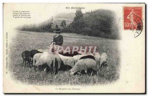 Old Postcard Folklore Auvergne The shepherdess in the fields Sheep TOP