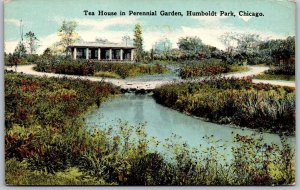 Vtg Chicago Illinois IL Tea House In Perennial Garden Humboldt Park Postcard