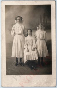 c1910s Chicago Cute Little Girls RPPC White Young Ladies Real Photo PC Smit A171