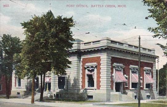 Post Office Battle Creek Michigan 1909