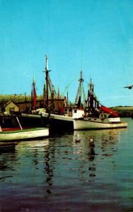 Massachusetts Gloucester Fishing Boats Along The Wharves 1959