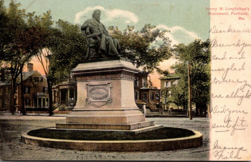 Maine Portland Henry W Longfellow Monument 1906