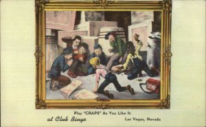 Las Vegas NV Club Bingo Playing Craps Linen Postcard - Black Child