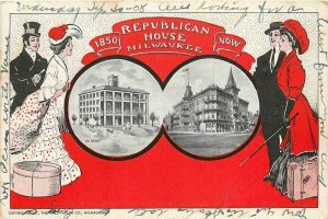 Postcard 1908 Wisconsin Milwaukee Republican House Fashion women horse WI24-1674