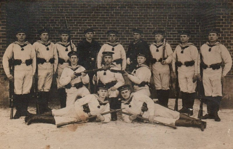 RPPC German Navy Captain and Officers and Crew  Photo WWI